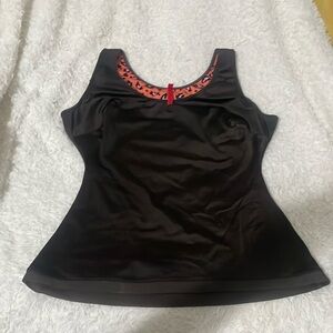 SPANX Black Fitted Tank Top with orange Accents